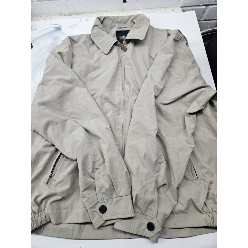 London Fog Beige Full Zip Golf Windbreaker Jacket L